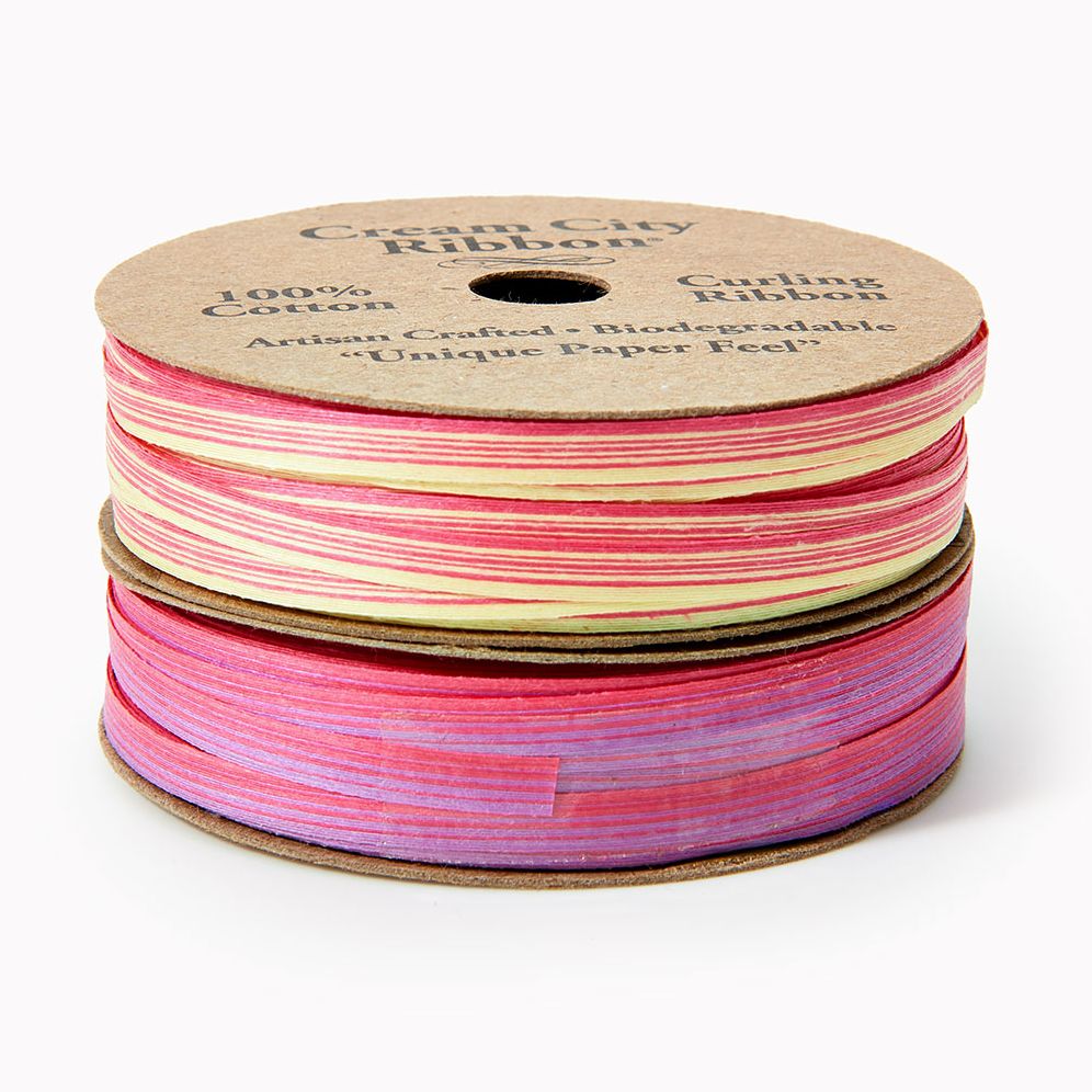 Skinny Cotton Pink/Yellow Ombre Ribbon S/2 50 Yds