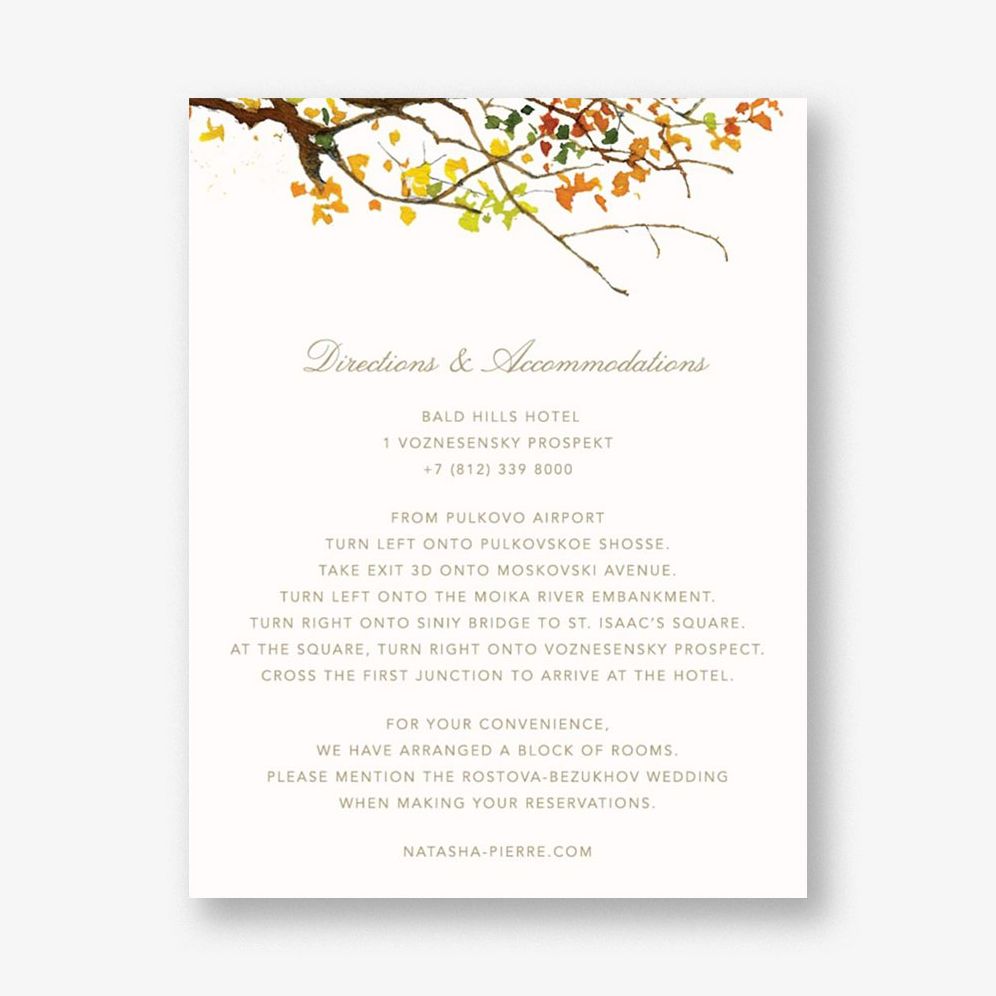 Autumn Boughs Information Card