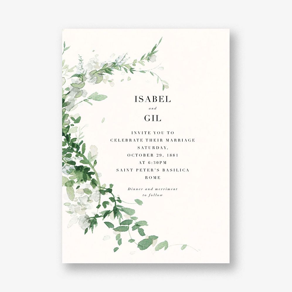 Watercolor Garland Wedding Invitation