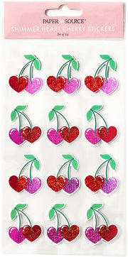 Shimmer Heart Cherry Stickers