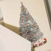 Crane & Co. Christmas Tree With Train Holiday Card Set