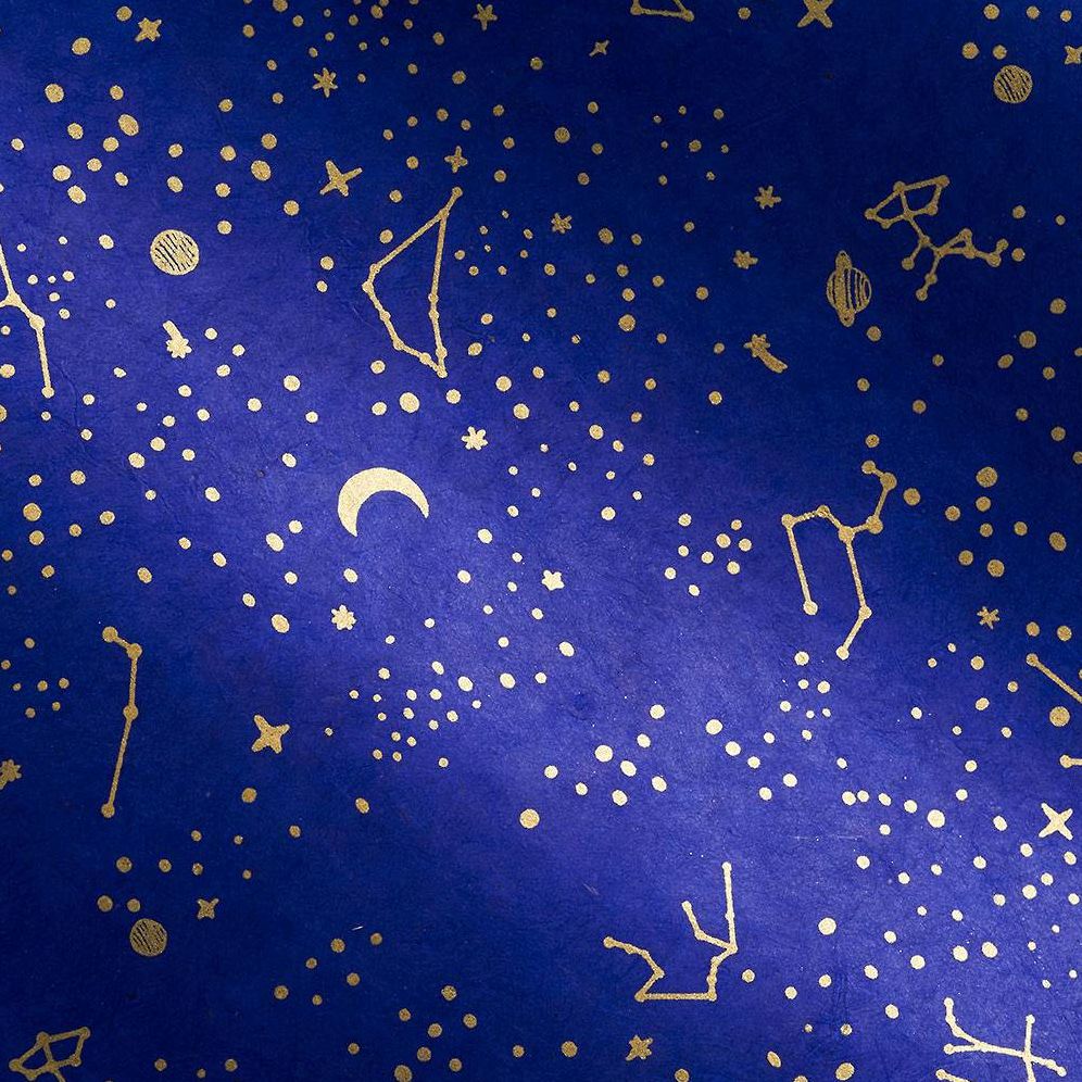 Gold Constellations on Cobalt Handmade Paper