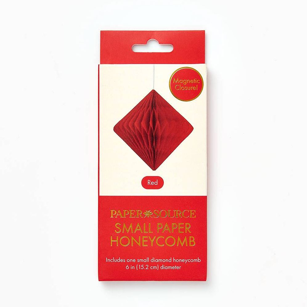 Diamond Paper Honeycomb Ball,Red,Small 6 inches