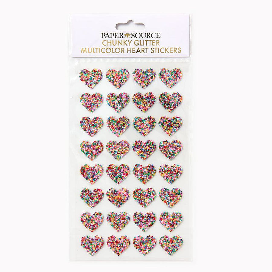Chunky Glitter Multicolor Heart Sticker Sheet
