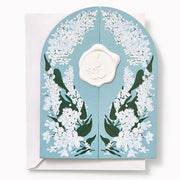 Blue Floral Gateway Embellished Wedding Card