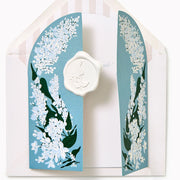 Blue Floral Gateway Embellished Wedding Card