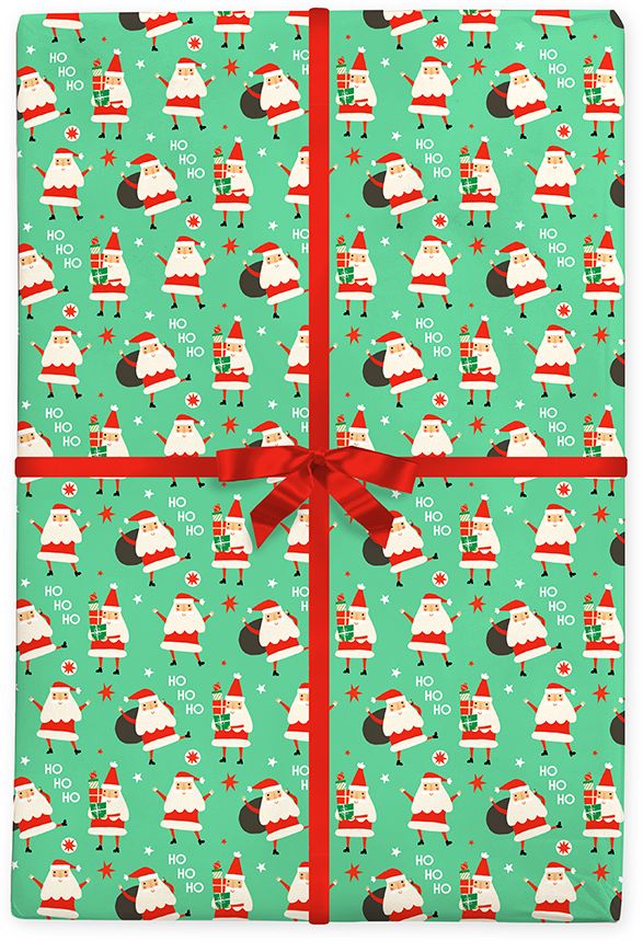 Jolly Santas Flat Wrap