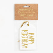 Happy Birthday Gold Glitter Gift Tags