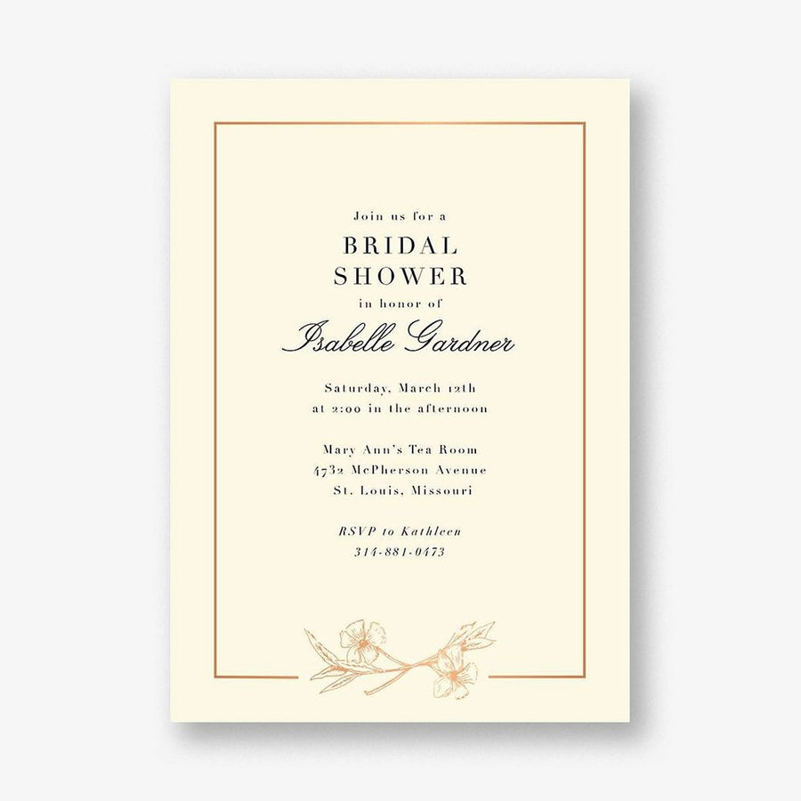 Cypress Flower Frame Foil Bridal Shower Invitation