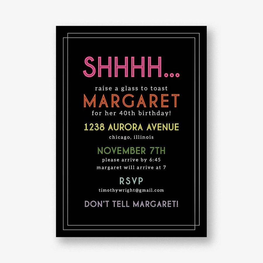 Shhhhh Birthday Party Invitation