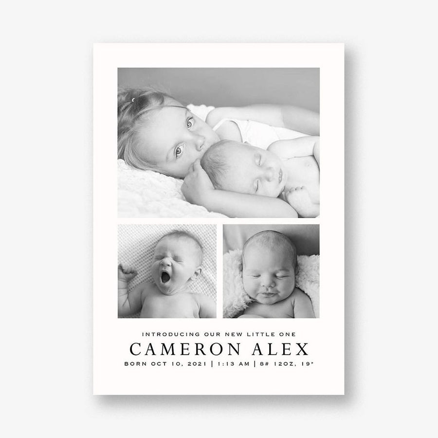 Three Photo Vertical Birth Announcement