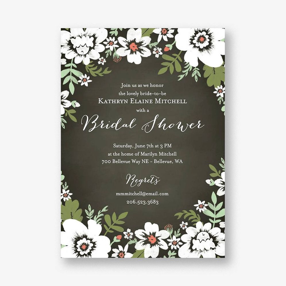 Chalk Floral Bridal Shower Invitation