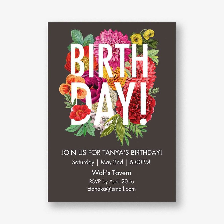 Floral Type Birthday Party Invitation