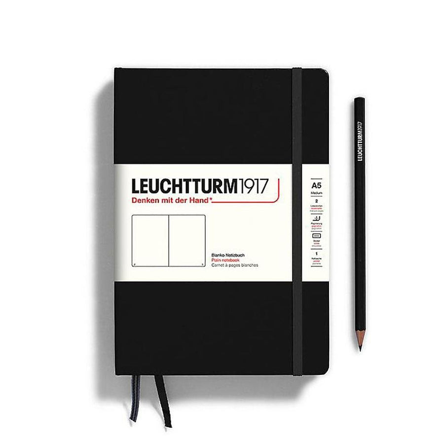 Leuchtturm Black Unlined Hardcover Medium Notebook