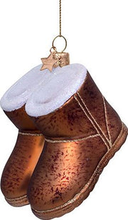 Brown Suede Boot Glas Ornament